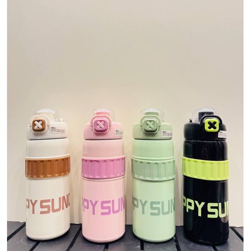 600ml Thermal Water Bottle. Double-Walled Green Thermos