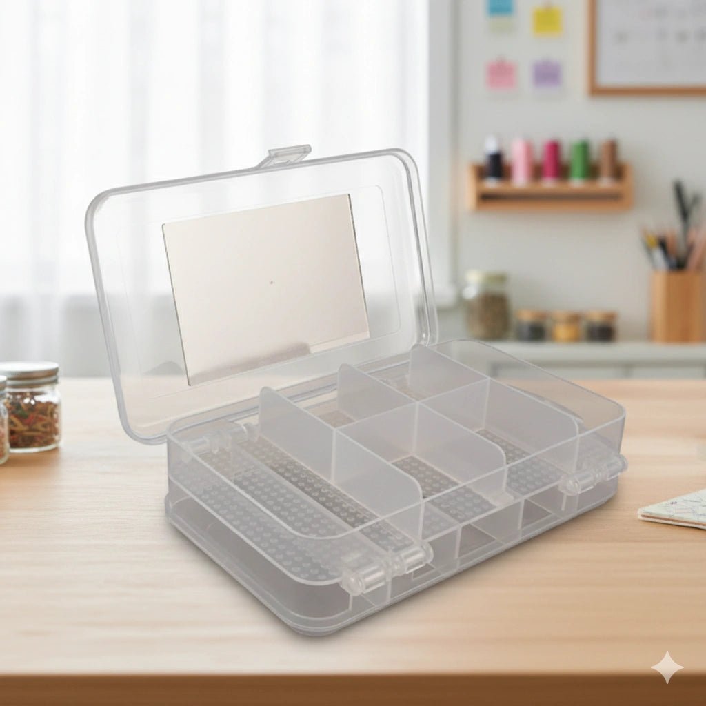 11 - Grid Double - Sided Plastic Storage Box – Multipurpose Transparent Organizer (21x12x6cm, 1pc) - KT Bazar BD Shop
