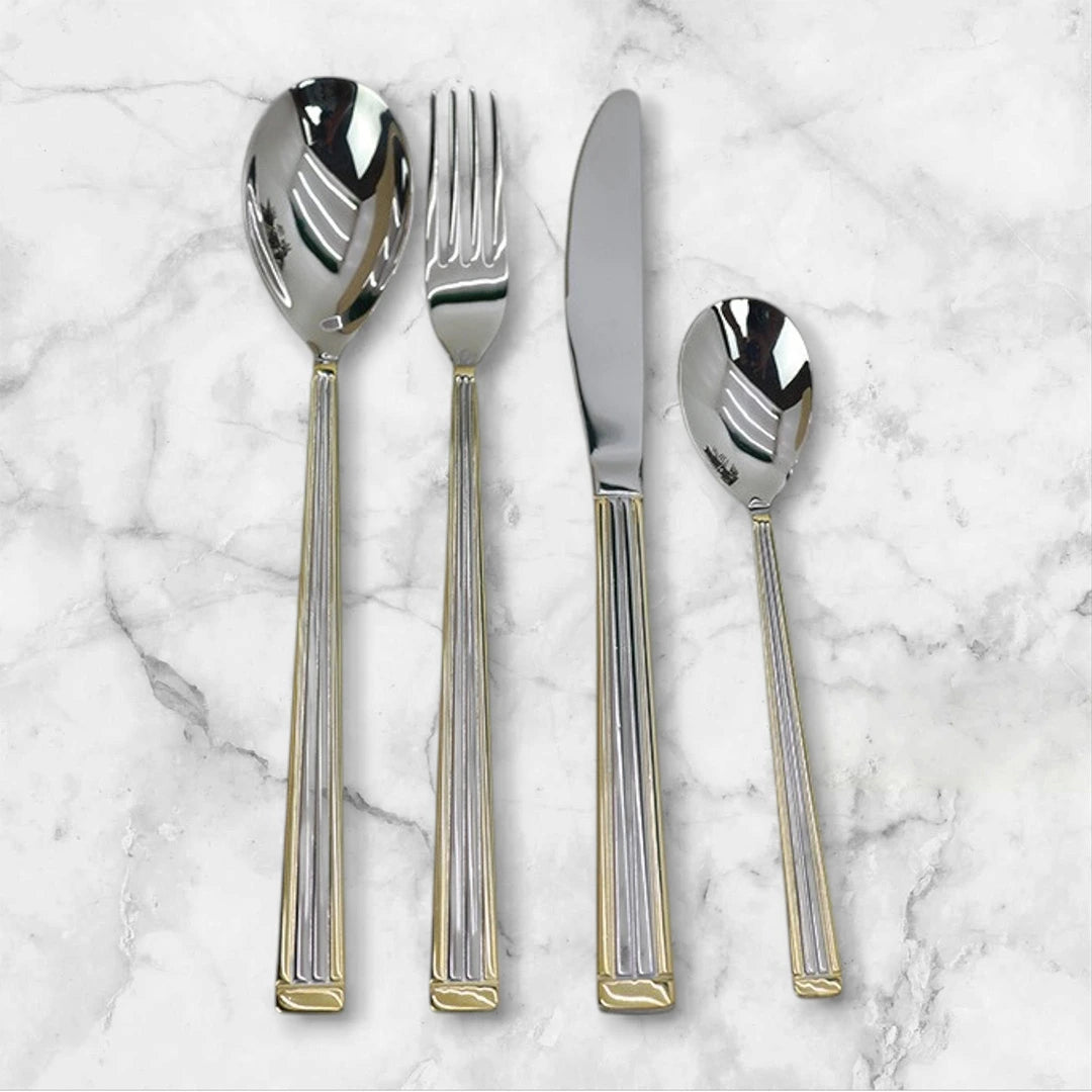 Cutlery Set 24PCS Set (SS+Golden Border)