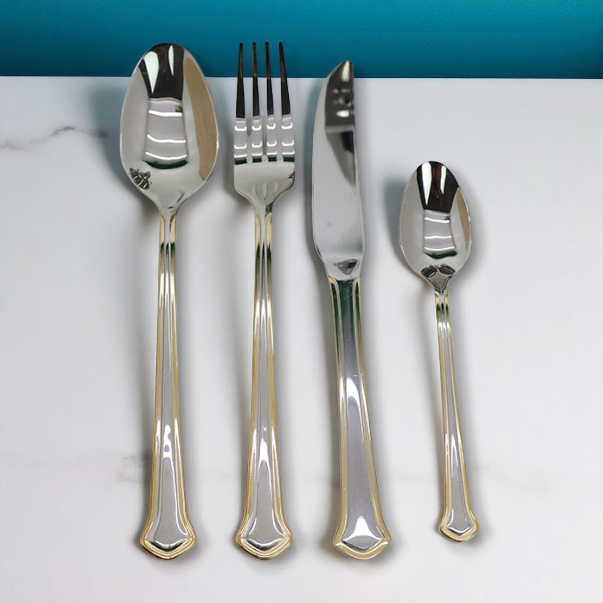 Cutlery Set 24PCS Set (SS+Golden Border)