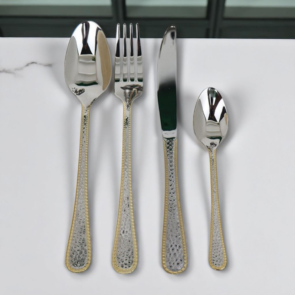 Cutlery Set 24PCS Set (SS+Golden Border)