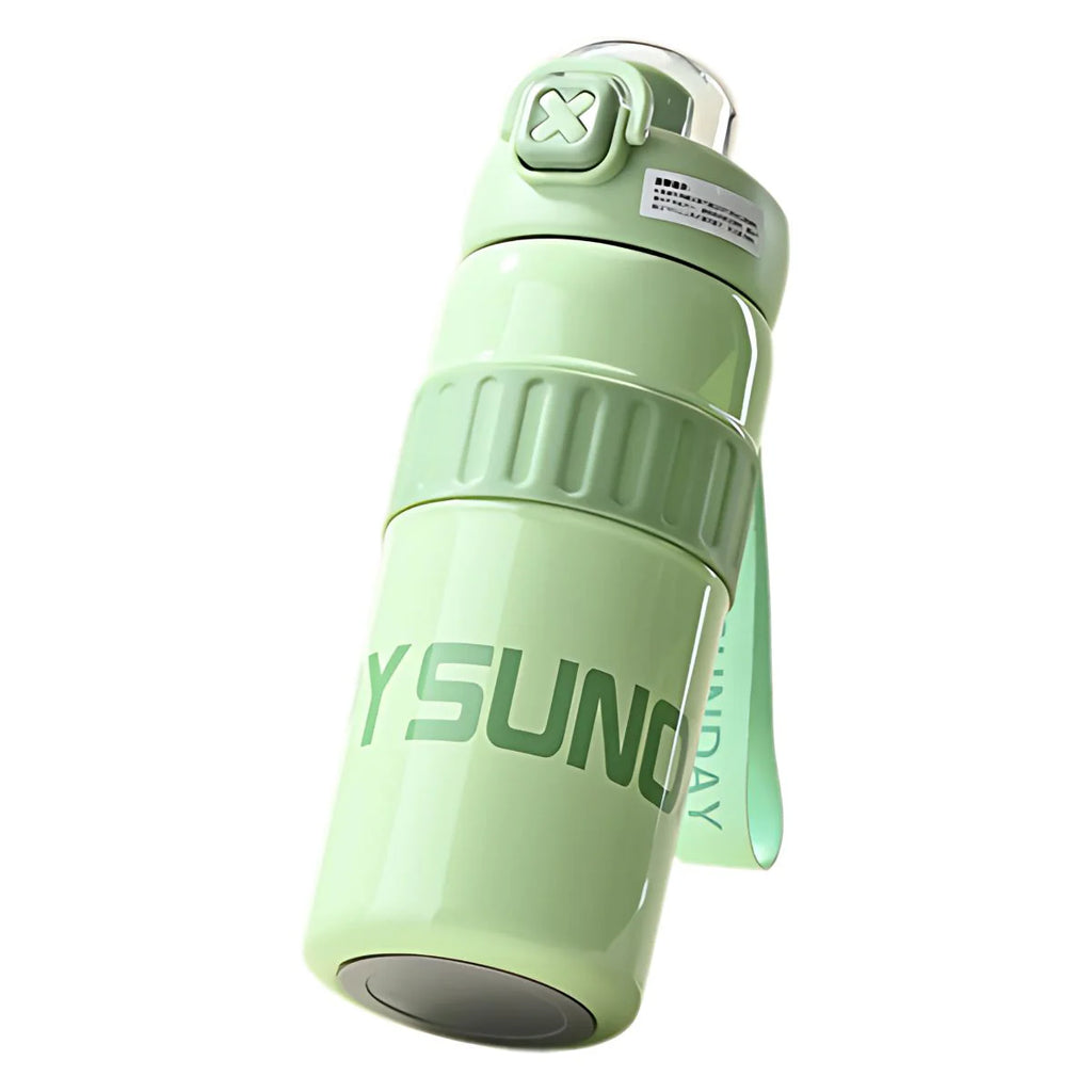 600ml Thermal Water Bottle. Double-Walled Green Thermos