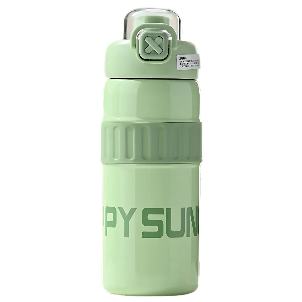 600ml Thermal Water Bottle. Double-Walled Green Thermos