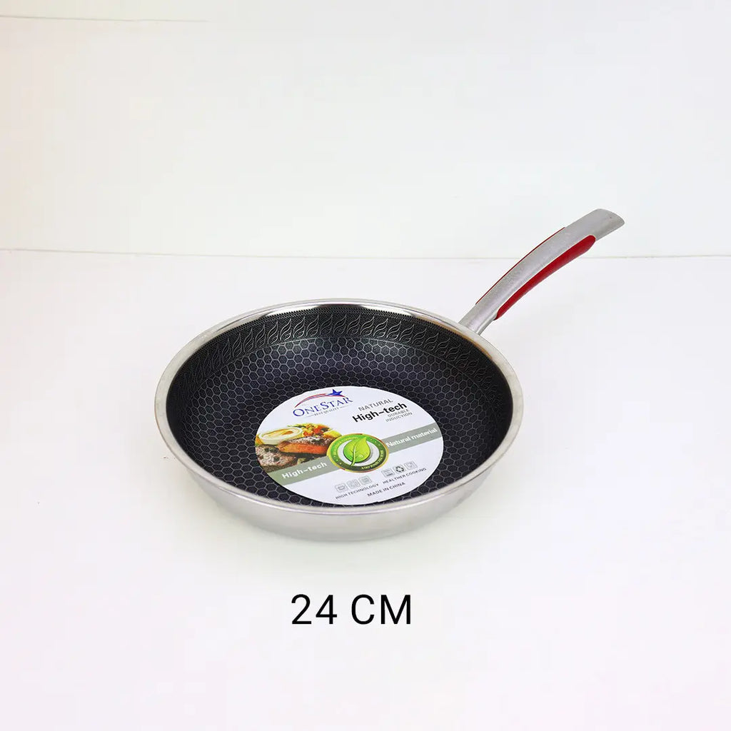 Uncoated Honeycomb Design Stainless Steel Fry Pan
