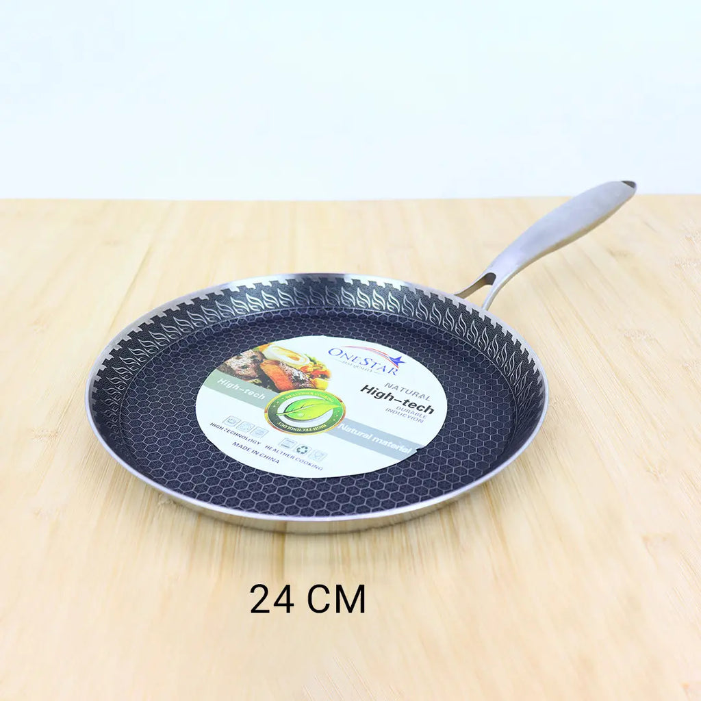 Uncoated Honeycomb Design Stainless Steel Roti Tawa / Dosa Pan