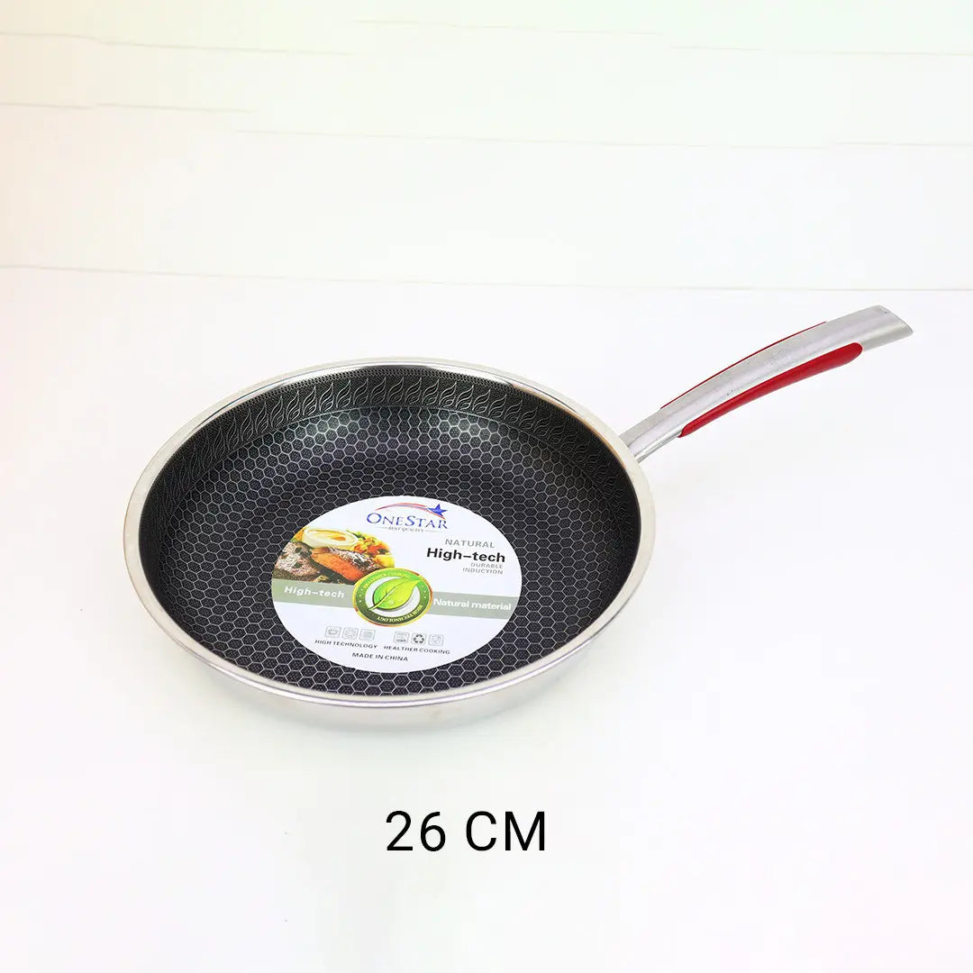 Uncoated Honeycomb Design Stainless Steel Fry Pan