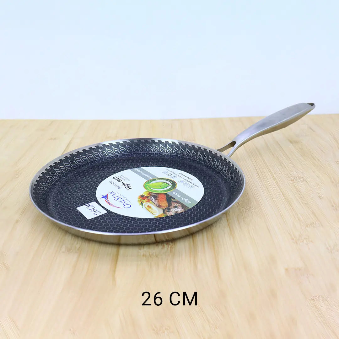 Uncoated Honeycomb Design Stainless Steel Roti Tawa / Dosa Pan