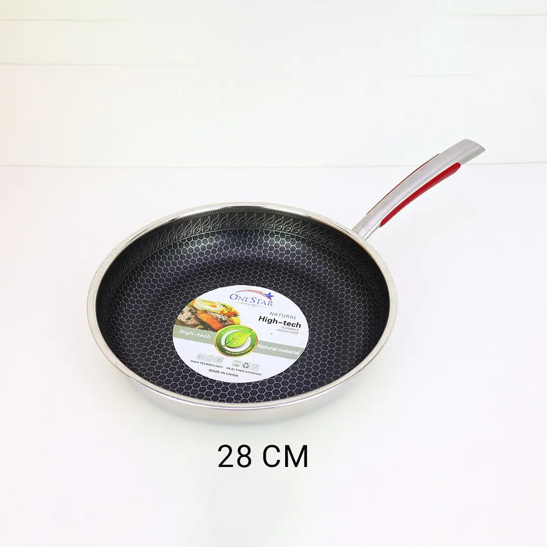 Uncoated Honeycomb Design Stainless Steel Fry Pan