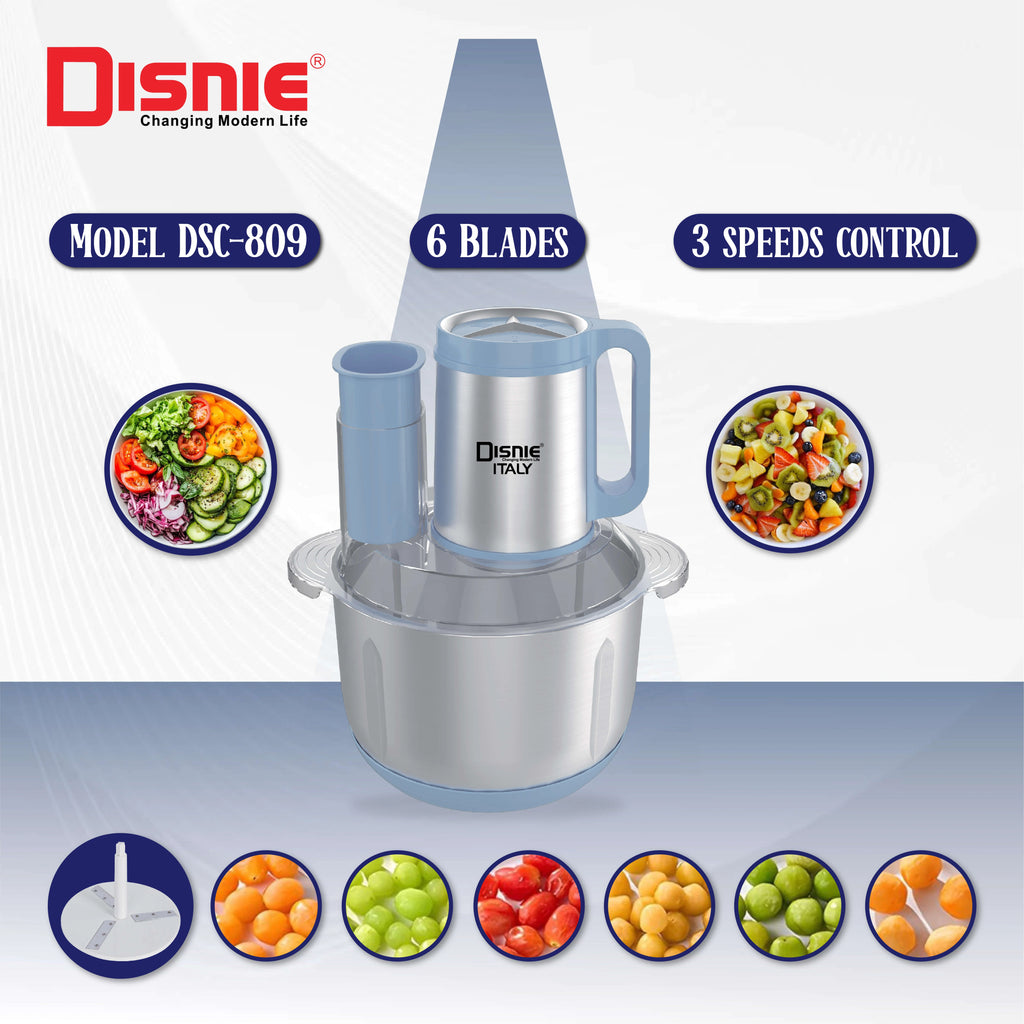 Disney Salad Cutter & Vegetable Peeler DSC-809 – Multifunction Kitchen Chopper with 6 Stainless Steel Blades 5.5L