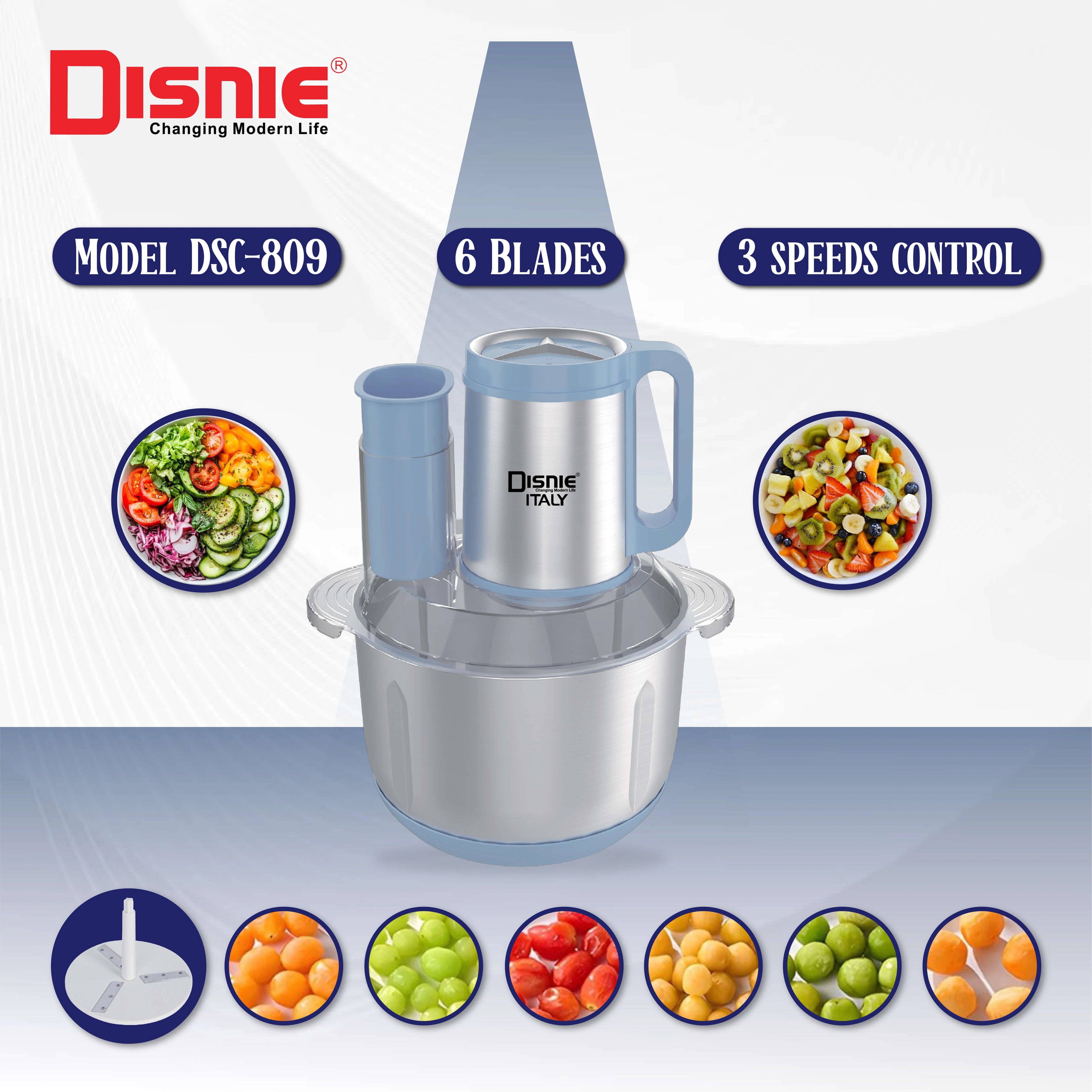 Disney Salad Cutter & Vegetable Peeler DSC-809 – Multifunction Kitchen Chopper with 6 Stainless Steel Blades 5.5L