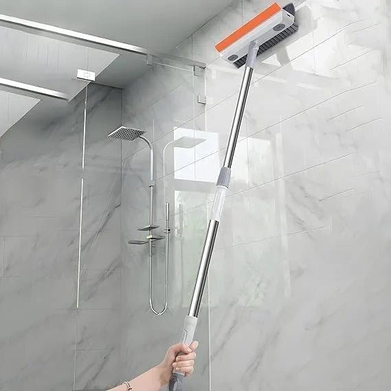 3 - in - 1 Bathroom Cleaning Brush Set with Long Handle, 180° Rotating Head, Tile and Floor Scrubber with Wiper 1pcs - KT Bazar BD Shop