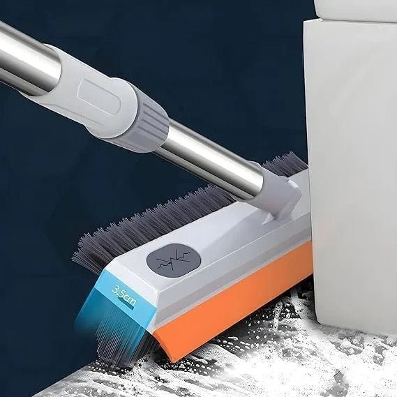 3 - in - 1 Bathroom Cleaning Brush Set with Long Handle, 180° Rotating Head, Tile and Floor Scrubber with Wiper 1pcs - KT Bazar BD Shop