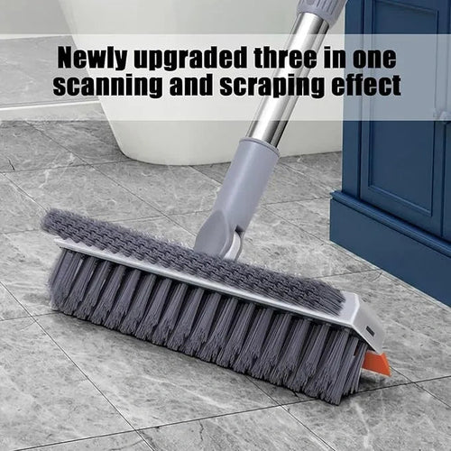 3 - in - 1 Bathroom Cleaning Brush Set with Long Handle, 180° Rotating Head, Tile and Floor Scrubber with Wiper 1pcs - KT Bazar BD Shop