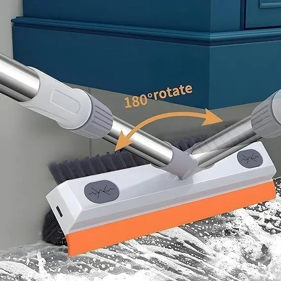 3 - in - 1 Bathroom Cleaning Brush Set with Long Handle, 180° Rotating Head, Tile and Floor Scrubber with Wiper 1pcs - KT Bazar BD Shop