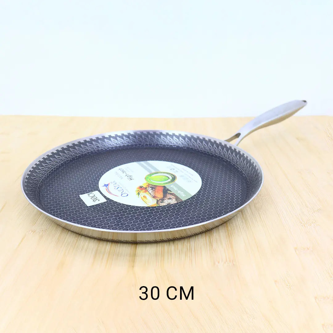 Uncoated Honeycomb Design Stainless Steel Roti Tawa / Dosa Pan