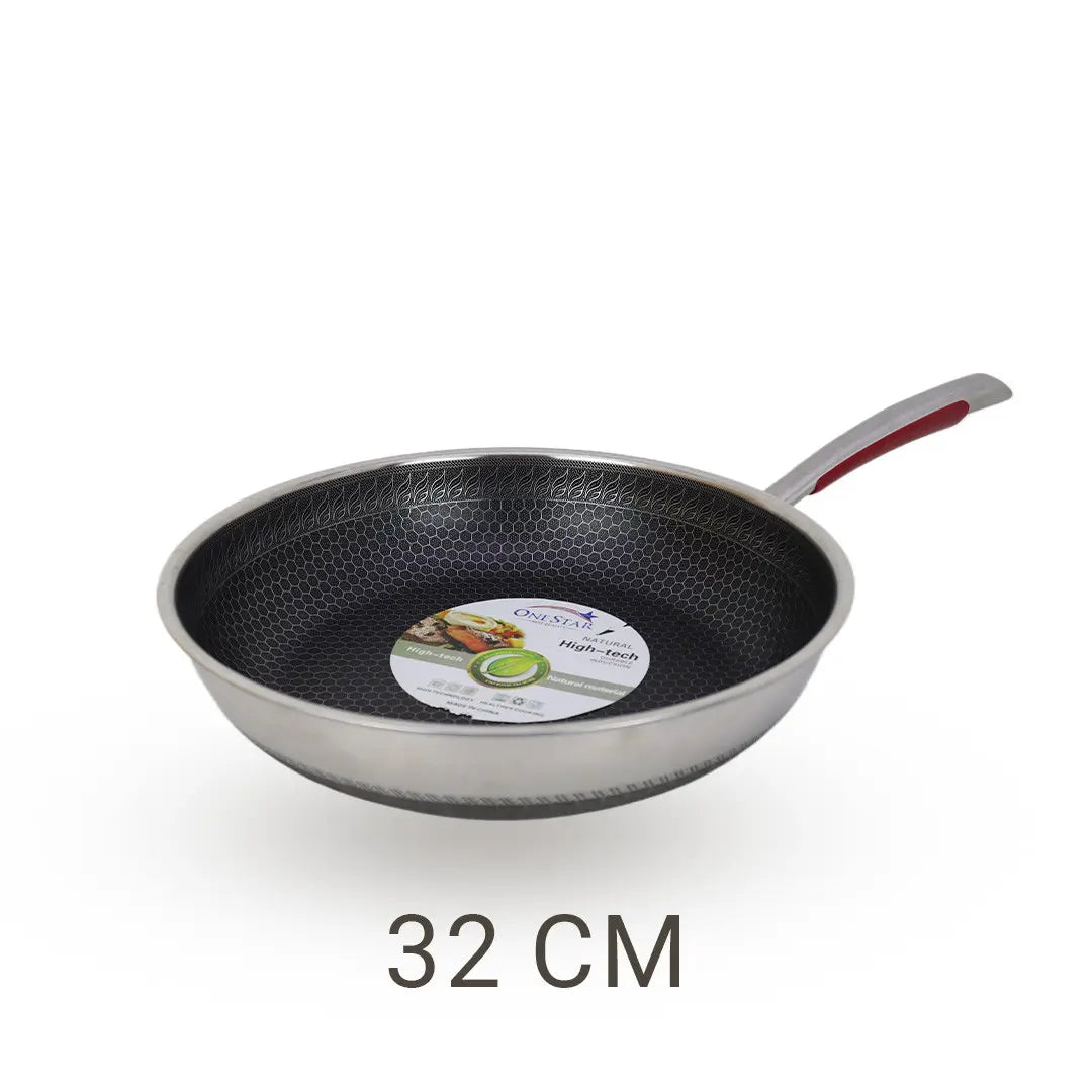 Uncoated Honeycomb Design Stainless Steel Fry Pan