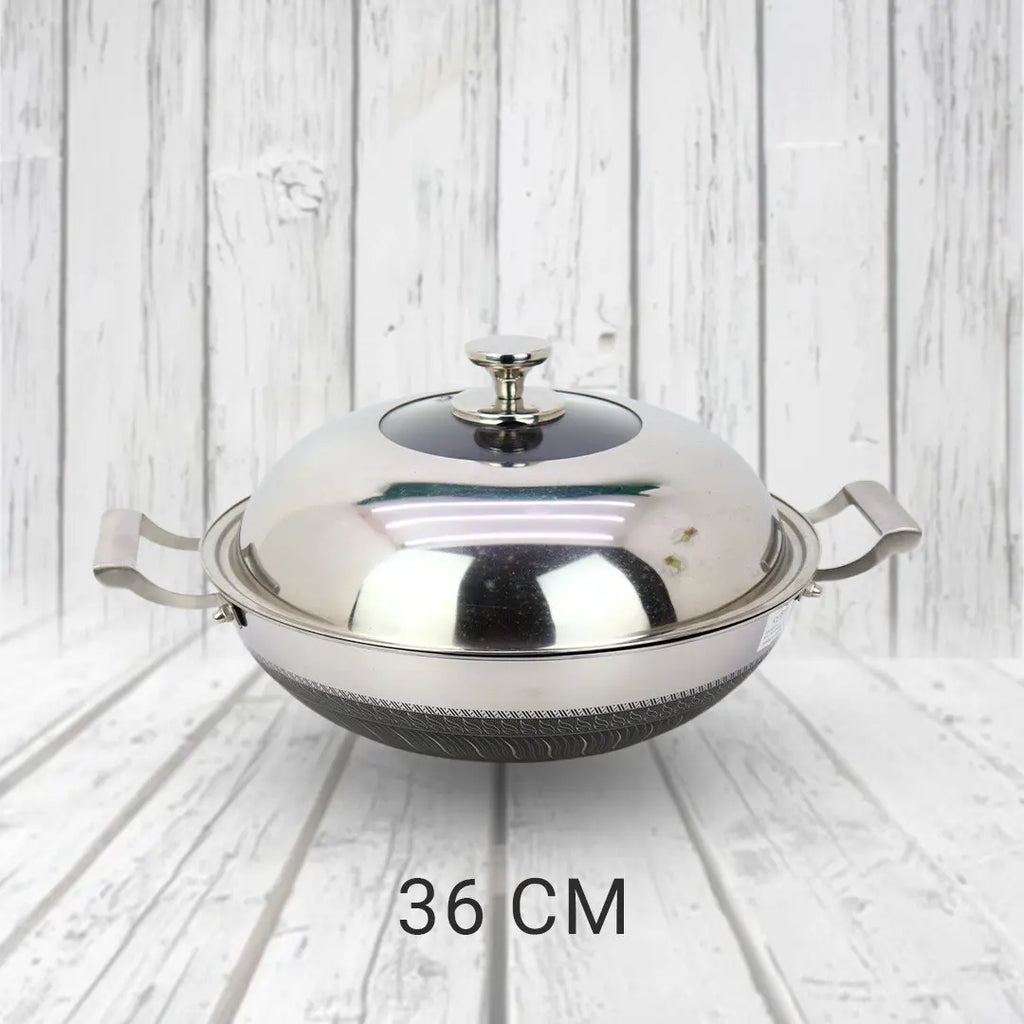 Uncoated Honeycomb Design Stainless Steel/Karai with SS/Glass Lid