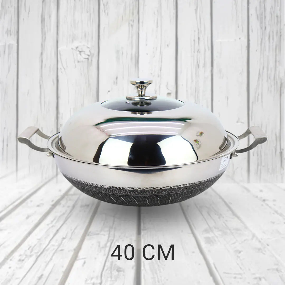 Uncoated Honeycomb Design Stainless Steel/Karai with SS/Glass Lid