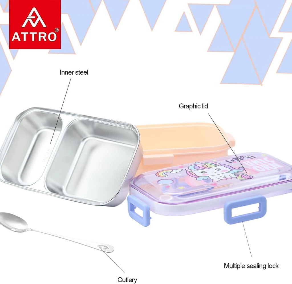 Lunch Box with Inner Stainless Steel 2 Comapartment
