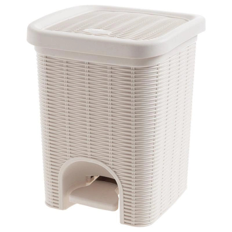 Rattan Style Pedal Trash Bin – Elegant Plastic Dustbin with Lid (Multiple Sizes)