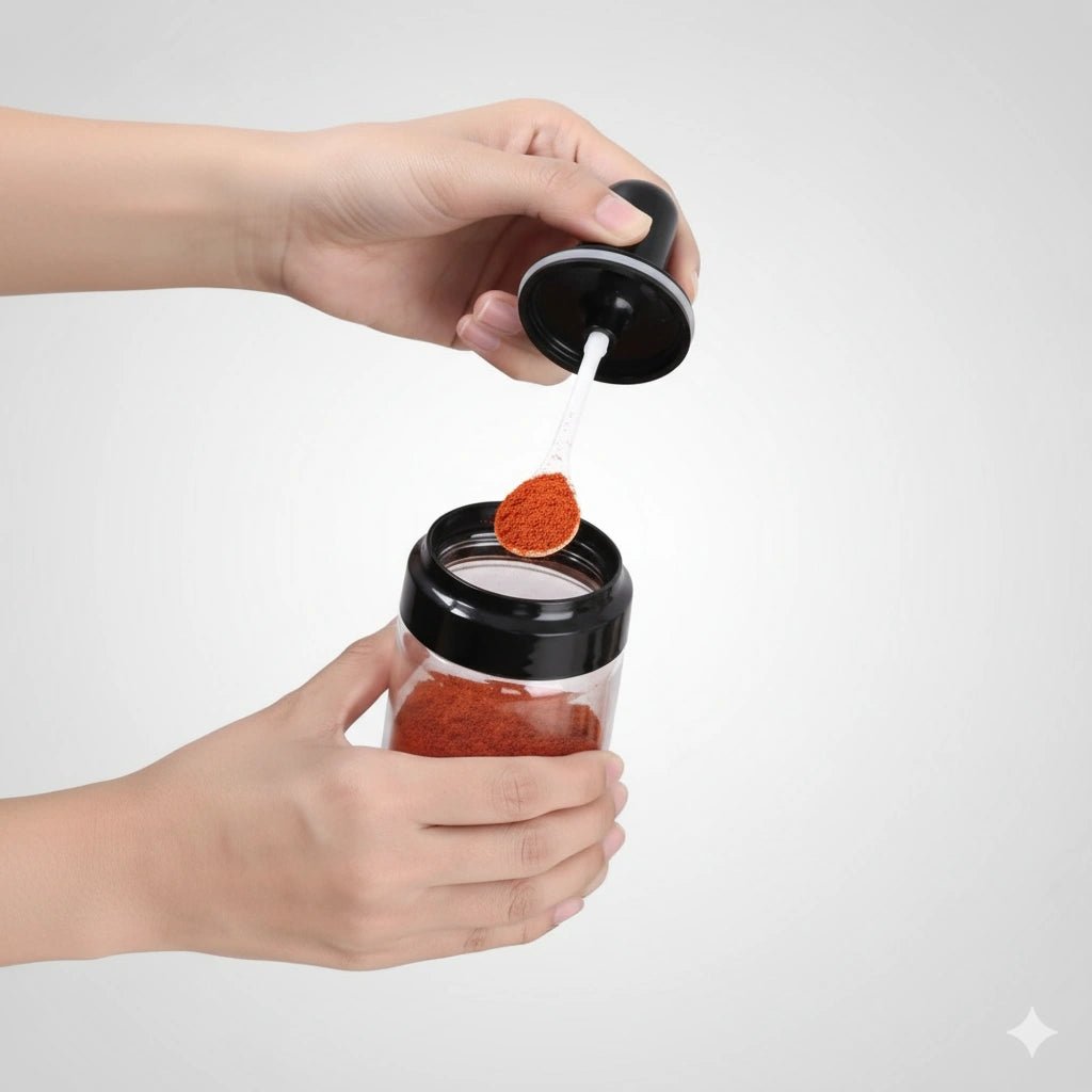 6 - Piece Spice Jar Set – Seasoning Containers with Lids & Spoons for Kitchen Storage - KT Bazar BD Shop