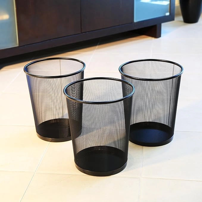 Steel Mesh Waste Basket Dustbin (3 Sizes) – Durable Rust Proof Office Desk Trash Bin for Home & Indoor Use