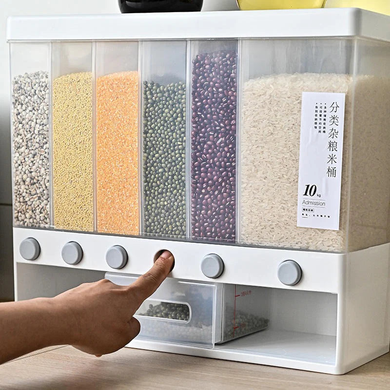 6 Grids Storage Dry Food Dispenser