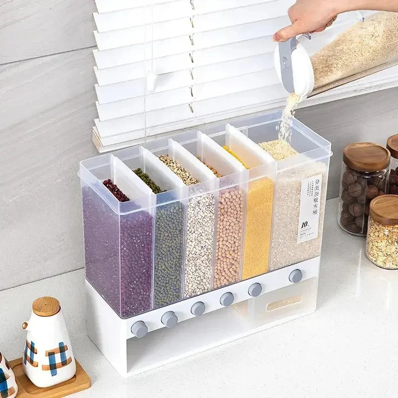 6 Grids Storage Dry Food Dispenser