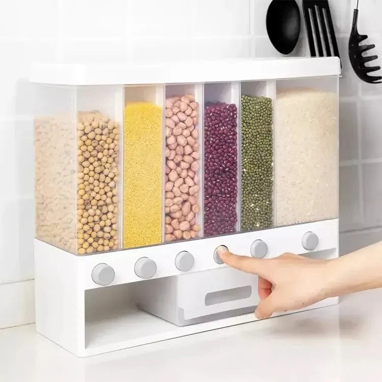 6 Grids Storage Dry Food Dispenser