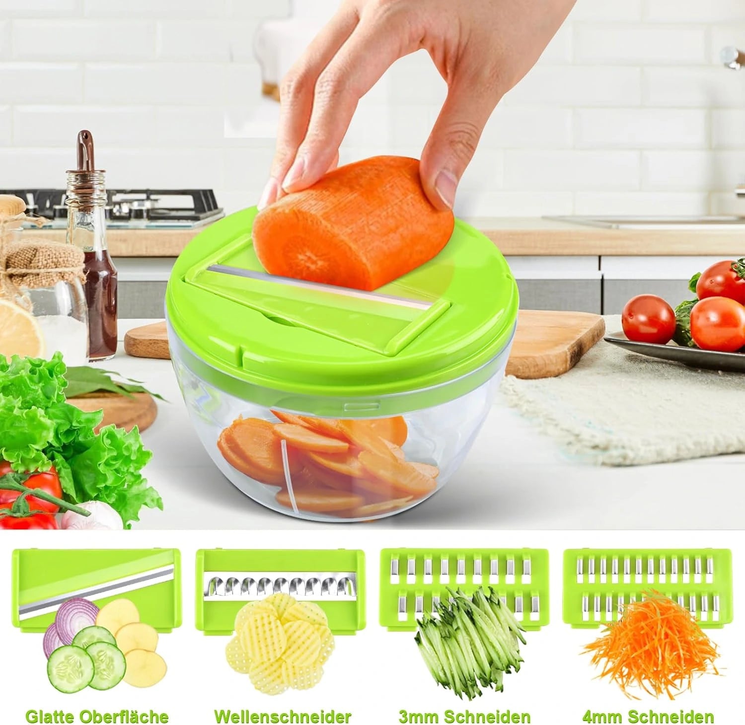 Multi Functional Vegetable Cutter with 4 Interchangeable Blades