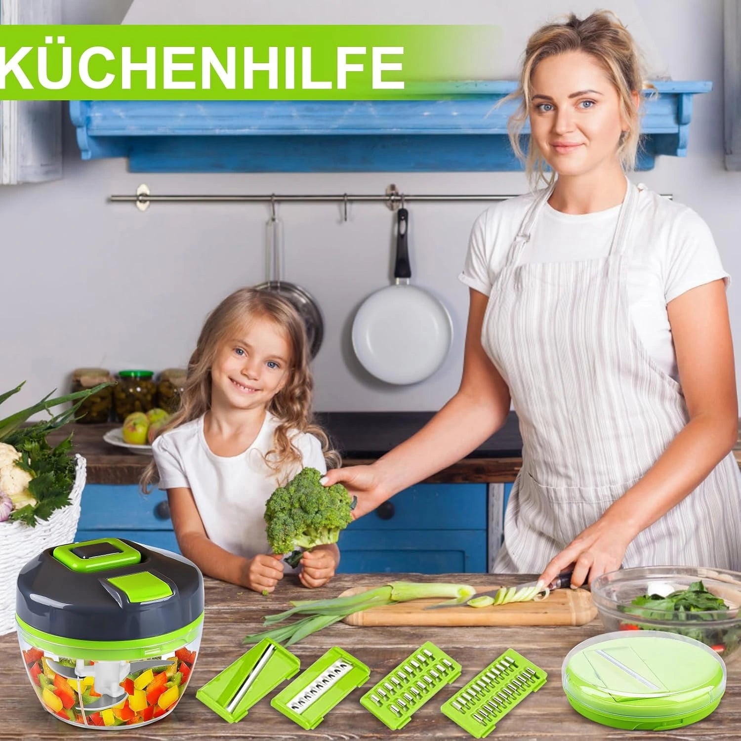 Multi Functional Vegetable Cutter with 4 Interchangeable Blades