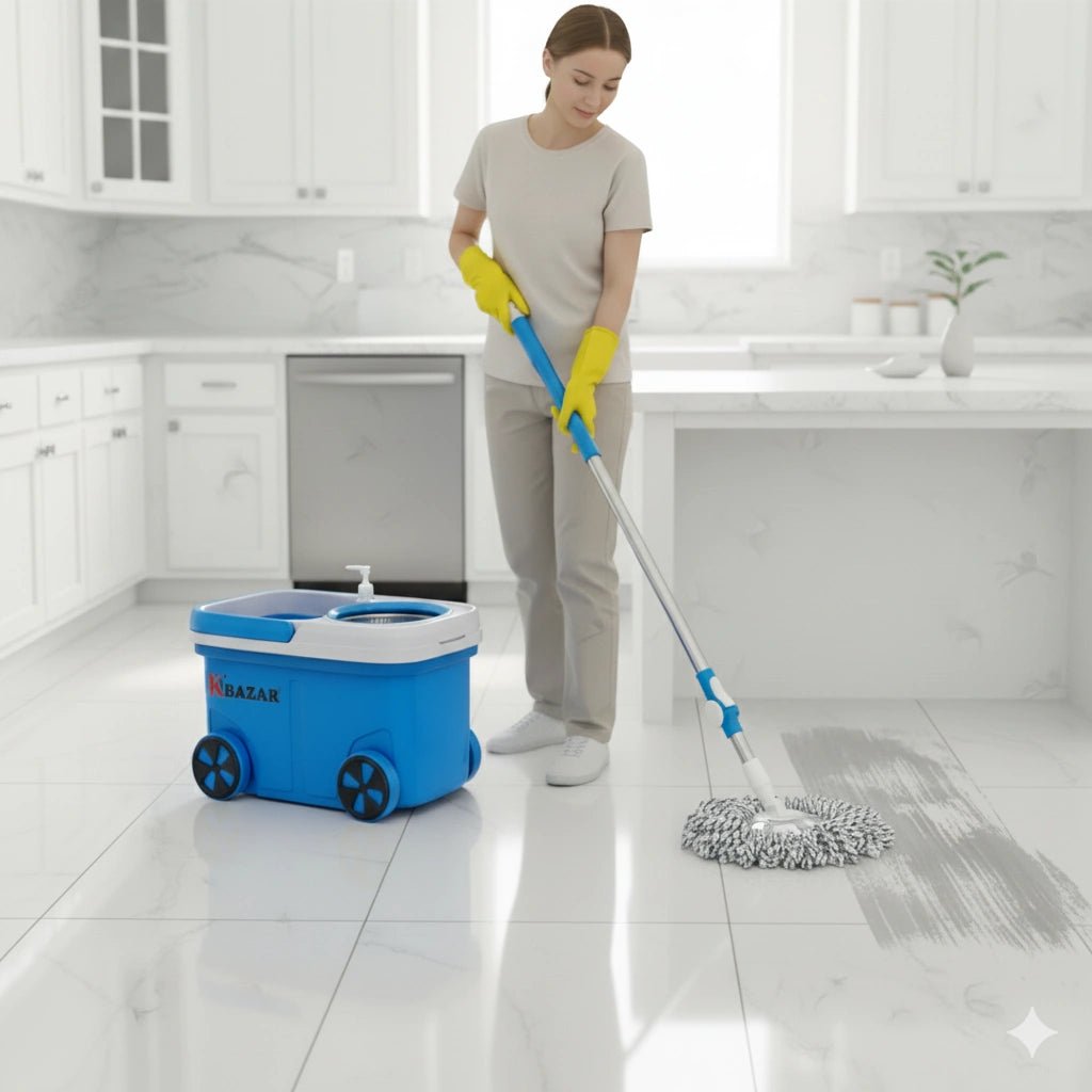 8 Wheel BMW Mop Bucket 20 Litre (Blue & Red) - KT Bazar BD Shop