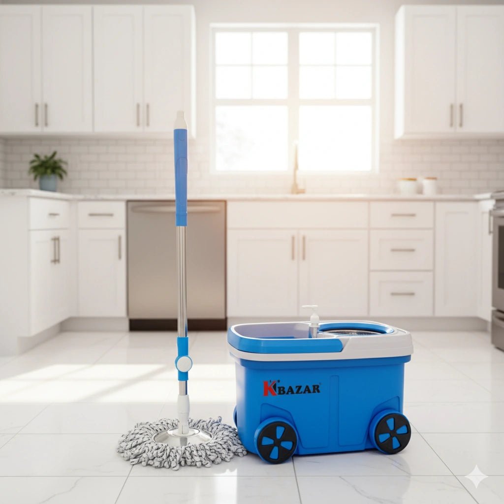 8 Wheel BMW Mop Bucket 20 Litre (Blue & Red) - KT Bazar BD Shop