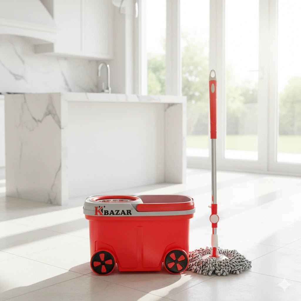 8 Wheel BMW Mop Bucket 20 Litre (Blue & Red) - KT Bazar BD Shop