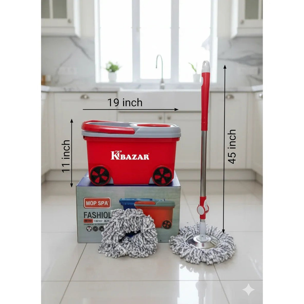 8 Wheel BMW Mop Bucket 20 Litre (Blue & Red) - KT Bazar BD Shop