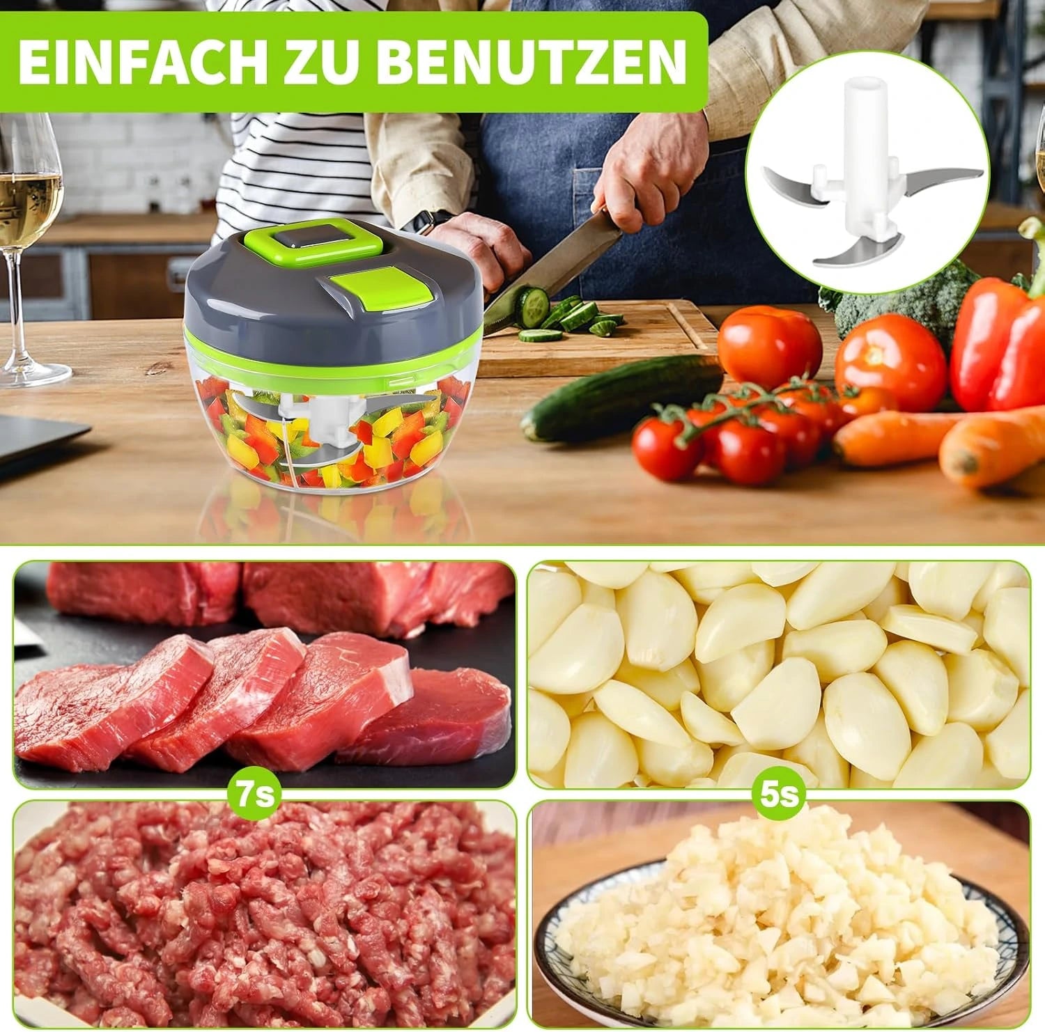 Multi Functional Vegetable Cutter with 4 Interchangeable Blades