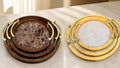 Premium Wooden Serving Tray Set (3 Pcs) – Marble Design Decorative Tea, Coffee & Serving Tray Set