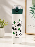 White water bottle with panda designs on a white surface