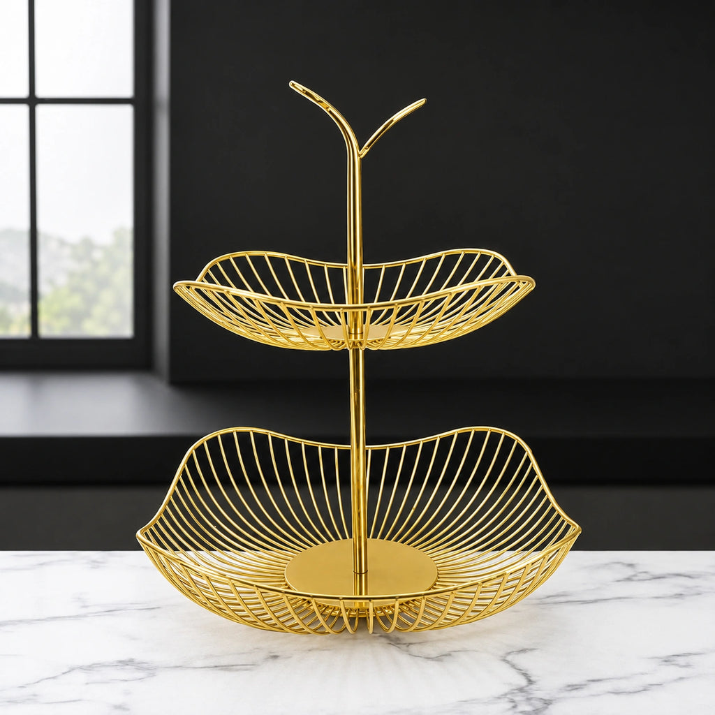 Golden Fruit Basket – Premium Metal Fruit & Snack Organizer