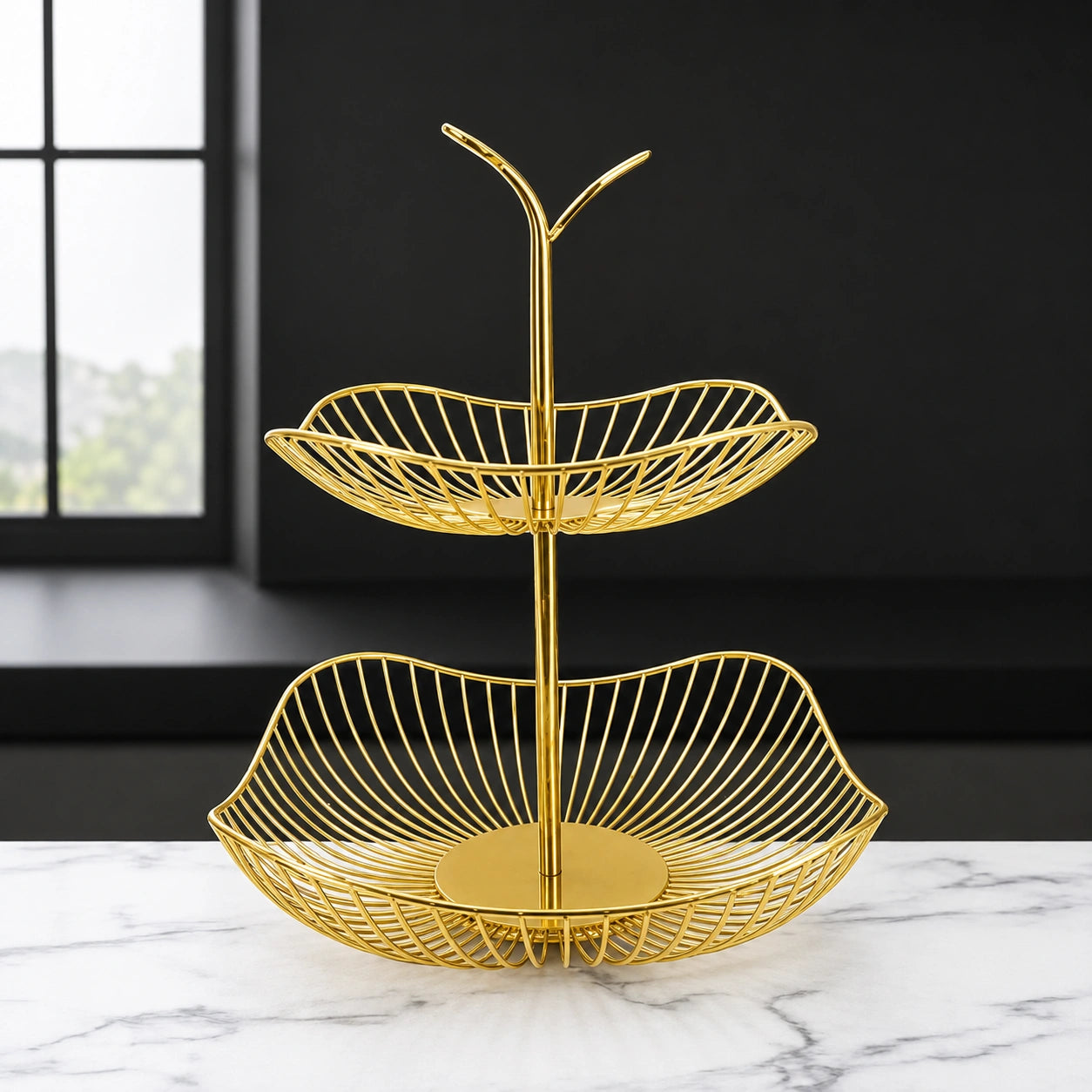Golden Fruit Basket – Premium Metal Fruit & Snack Organizer