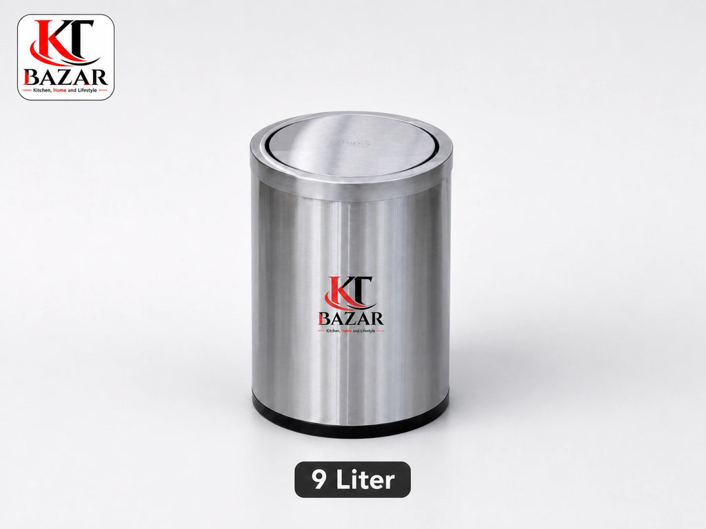Premium Stainless Steel Swing Dustbin 9L, 18L & 30L – Heavy Duty Waste Bin for Home, Office & Kitchen