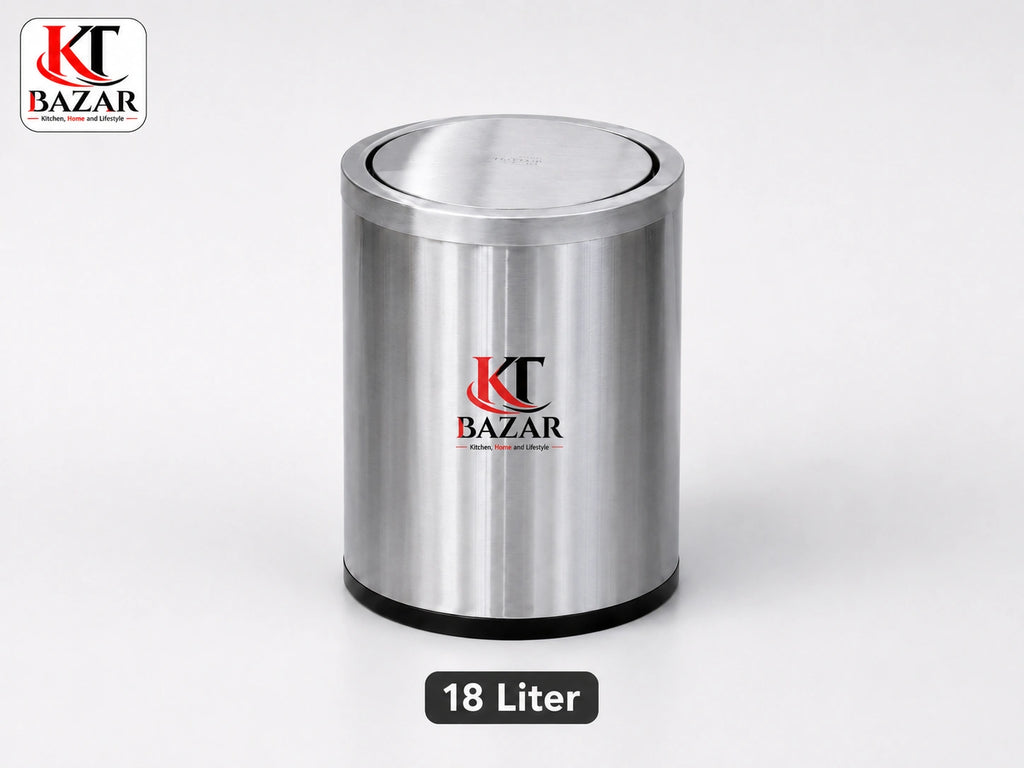 Premium Stainless Steel Swing Dustbin 9L, 18L & 30L – Heavy Duty Waste Bin for Home, Office & Kitchen