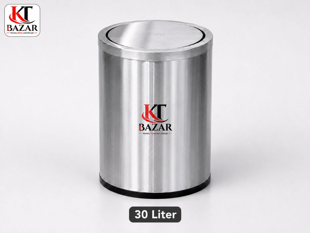Premium Stainless Steel Swing Dustbin 9L, 18L & 30L – Heavy Duty Waste Bin for Home, Office & Kitchen