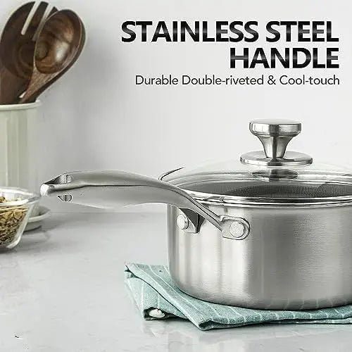 Uncoated Honeycomb Design Stainless Steel/Milk Pan with Glass Lid