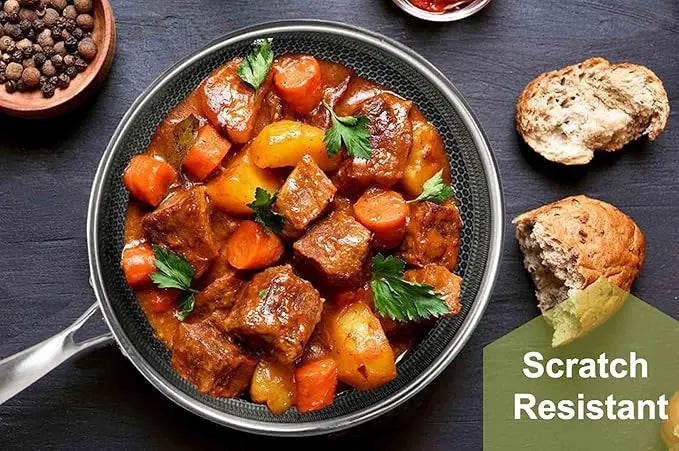 Uncoated Honeycomb Design Stainless Steel Fry Pan