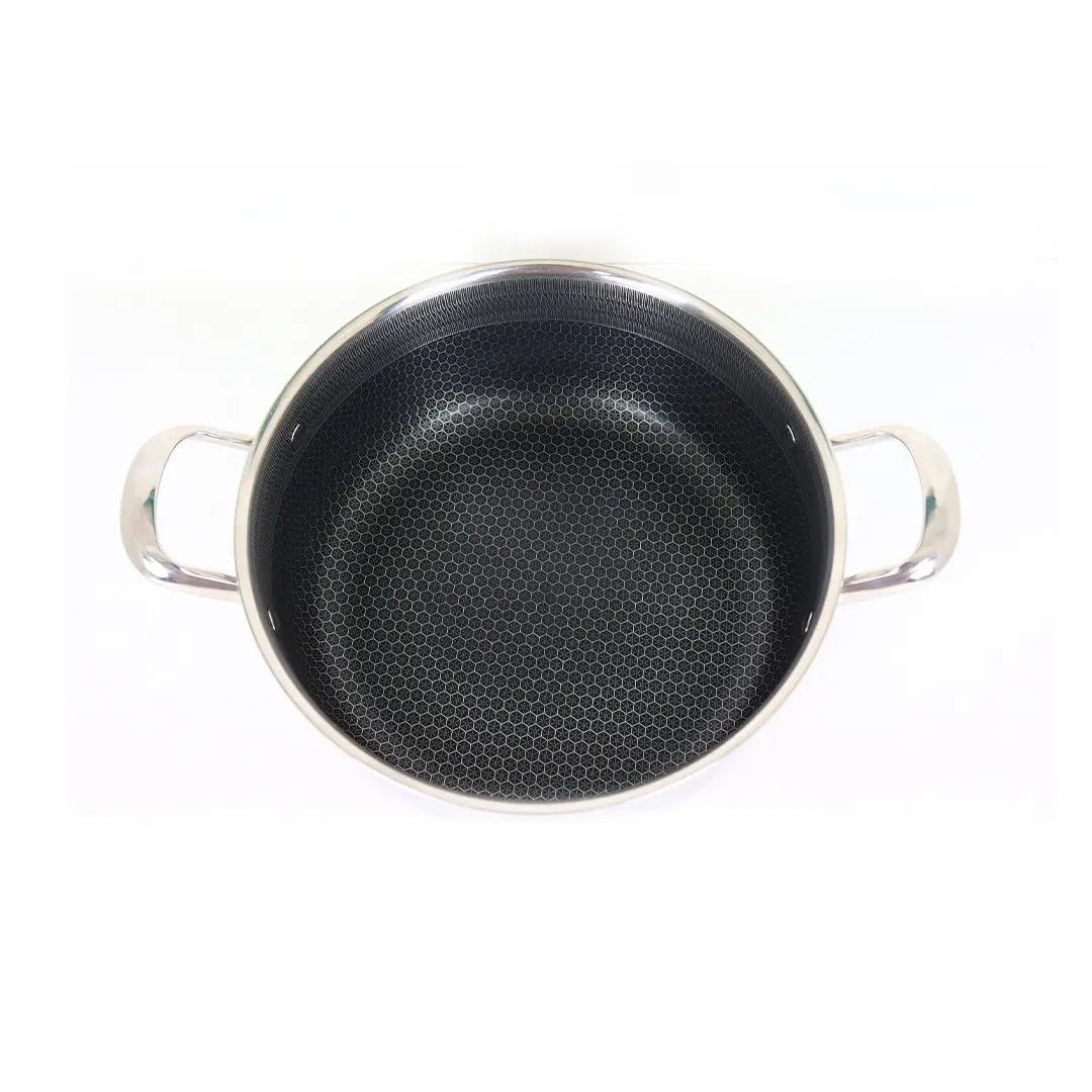 Uncoated Honeycomb Design Stainless Steel/Casserole with Glass Lid