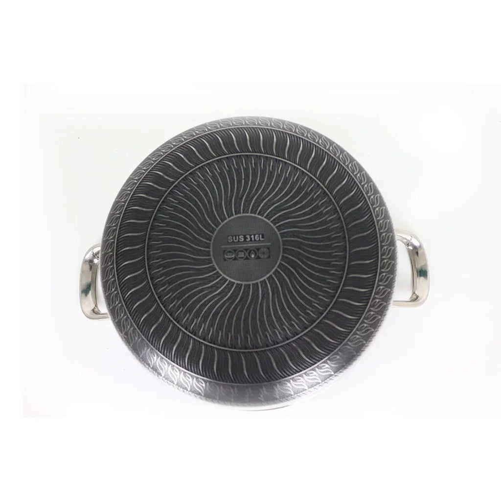 Uncoated Honeycomb Design Stainless Steel/Casserole with Glass Lid