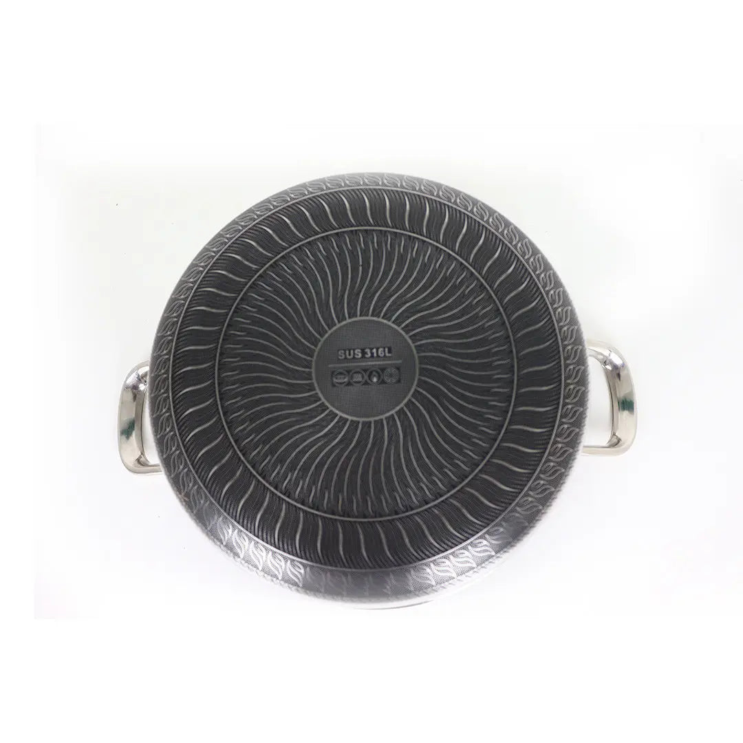 Uncoated Honeycomb Design Stainless Steel/Casserole with Glass Lid