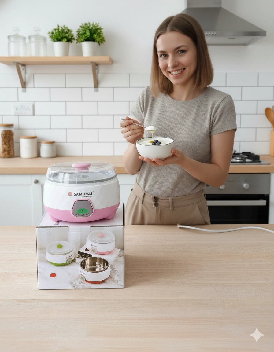 Samurai Electric Yogurt Maker with Stainless Steel Bowl – Automatic Homemade Yogurt Machine for Healthy Kitchen Use