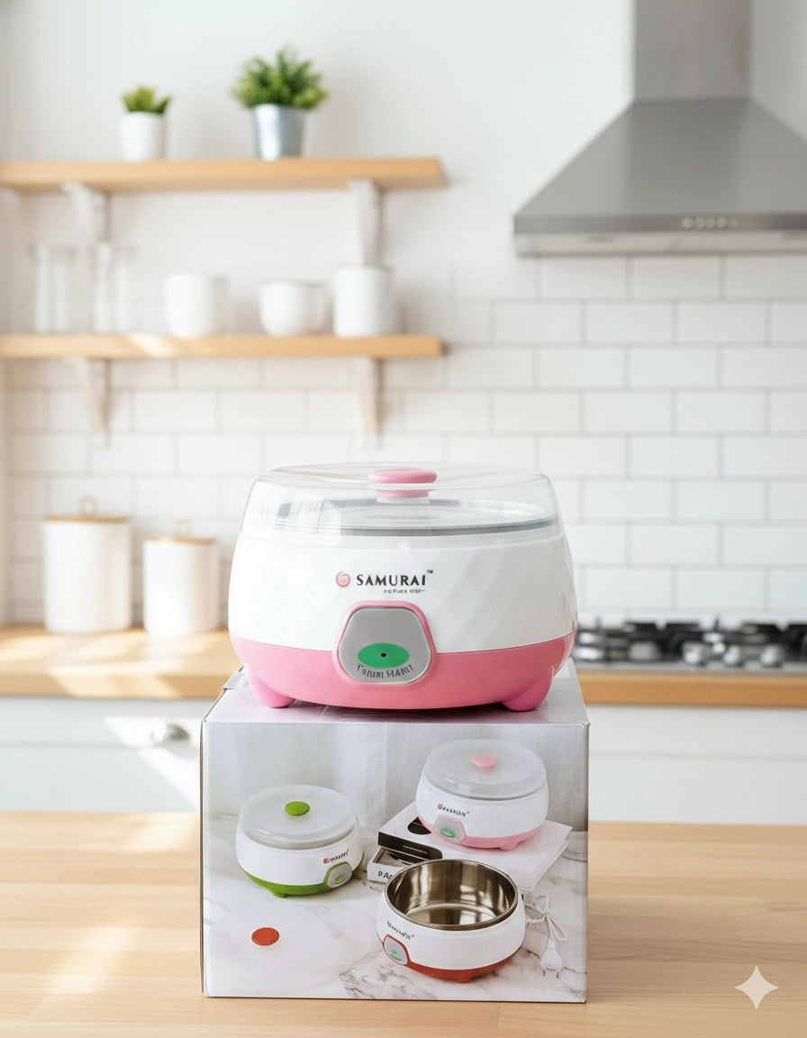 Samurai Electric Yogurt Maker with Stainless Steel Bowl – Automatic Homemade Yogurt Machine for Healthy Kitchen Use